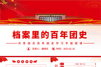 2025简洁实用档案里的百年团史PPT红色大气共青团员百年团史学习专题团课课件免费下载