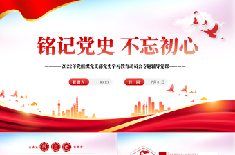 2025红色大气铭记党史不忘初心PPT党组织党支部党史学习教育动员会专题辅导党课课件模板免费下载