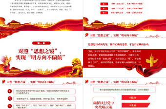 2025红色大气风对照三面镜子实现三个不偏PPT国企机关事业单位主题党日党课学习课件模板免费下载