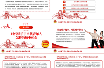 2025红色庄严新时代的青年PPT争做堪当民族复兴重任时代新人五四青年节专题党课课件模板免费下载
