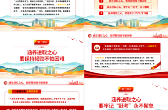 2025涵养进取之心昂扬奋斗姿态PPT红色党政风党员干部党史学习教育专题党建党课课件模板免费下载