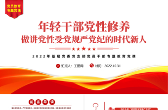 2025年轻干部党性修养PPT简洁党建风做讲党性守党规严党纪的时代新人专题党政党建课件模板免费下载