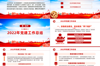 红色大气年党建工作总结及2023年工作计划PPT国有企业党支部开展工作制定计划专题党建党课课件模板免费下载