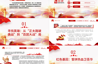 红色简洁百团大战“抗战中流砥柱”的有力注脚PPT党组织党支部党史学习教育主题党日党课免费下载