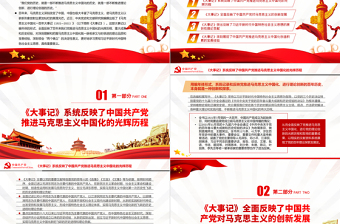 2025红色创意马克思主义中国化一百年的集中展现PPT深入学习《大事记》的主要内容和特色专题党课免费下载