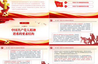 2025红色精美中国共产党人精神谱系的要素结构和功能PPT党政风党支部主题党日专题党课课件模板免费下载