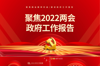 2025红色大气全国两会政府工作报告PPT党政风学习解读两会精神内涵专题课件模板免费下载