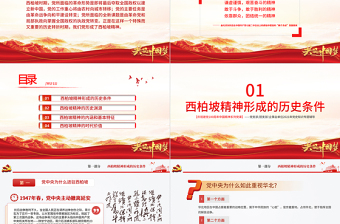 2025简约大气西柏坡精神PPT建党100周年中国精神谱系谦虚谨慎艰苦奋斗敢于斗争敢于胜利依靠群众团结统一两个务必党建专题党课免费下载