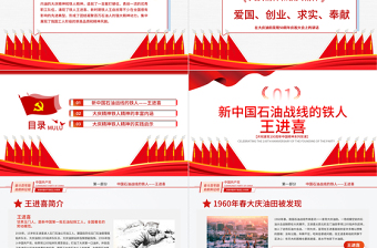 2025红色精美大庆精神和铁人精神解读专题讲座PPT庆祝建党100周年中国精神系列党课PPT模板-含讲稿免费下载