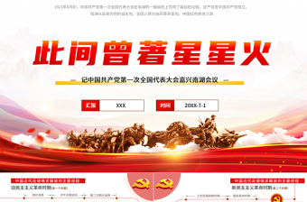 2025精美大气此间曾著星星火-记中国共产党第一次全国代表大会嘉兴南湖会议PPT免费下载