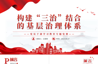 2025构建“三治”结合的基层治理体系PPT大气精美风党员干部学习教育专题党课课件免费下载