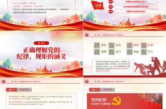 2025规矩纪律意识PPT红色经典党员干部要讲规矩有纪律理论微党课课件免费下载