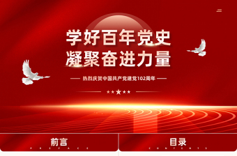 大气精美学好百年党史凝聚奋进力量PPT七一建党节庆祝建党102周年专题党史党课课件模板免费下载