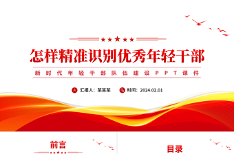 2025年精准识别优秀年轻干部方法PPT新时代年轻干部队伍建设微党课免费下载