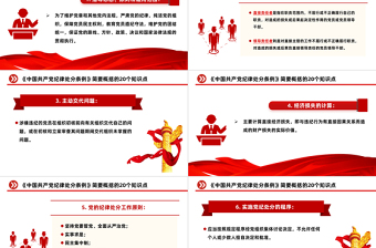 2025红色精美红色创意简要概括关于《中国共产党纪律处分条例》的20个知识点PPT免费下载