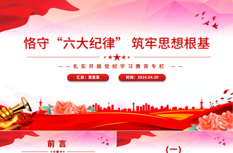2025恪守六大纪律筑牢思想根基PPT红色党政风扎实开展党纪学习教育课件免费下载