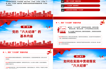 大气精美六大纪律PPT党纪学习教育专题党课课件免费下载