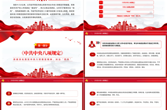 2025纠治“四风”PPT红色简洁四风八规微党课免费下载