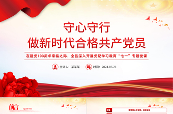 2025简洁大气守心守行做新时代合格共产党员PPT党员思想教育微党课免费下载