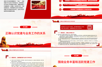2025红色精美坚持党建引领PPT简洁大气党建工作与业务工作的融合与促进专题微党课课件免费下载