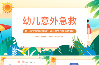 2025免费幼儿意外急救PPT卡通风幼儿园安全知识培训课件模板免费下载