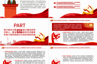 2025红色精美努力成长为堪当民族复兴重任的时代新人PPT学习在庆祝中国共产主义青年团成立100周年大会上的重要讲话免费下载