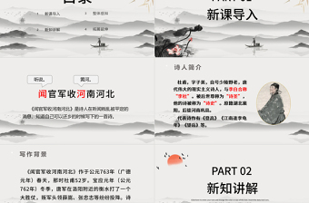 2025免费古诗三首 闻官军收河南河北PPT第9课小学五年级语文下册部编人教版教学课件免费下载
