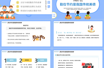 2025厉行节约反对浪费PPT卡通风中小学生勤俭节约杜绝浪费主题班会课件模板免费下载