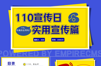 2025简约大气全国110宣传日PPT卡通简洁风不忘初心110共建共治享安宁如何正确拨打110安全教育课件免费下载