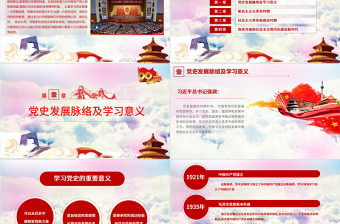 2025红色党建风党的光辉照我心中国共产党建党100周年七一党课光辉历程党史党课PPT模板免费下载