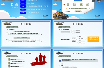 2025大学生军事理论PPT简洁风大学生学习军事理论增强国防意识专题课件模板免费下载