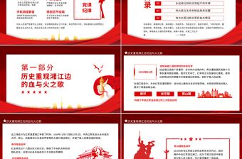 2025红色简洁湘江战役气壮山河的英雄史诗PPT红色大气风庆祝建党100周年专题党史学习教育专题辅导党课PPT模板免费下载