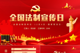 2025红色创意全国法制宣传日PPT红色庄严弘扬宪法精神建设法制中国宪法宣传教育活动课件免费下载