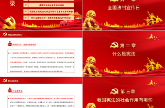 2025红色创意全国法制宣传日PPT红色庄严弘扬宪法精神建设法制中国宪法宣传教育活动课件免费下载