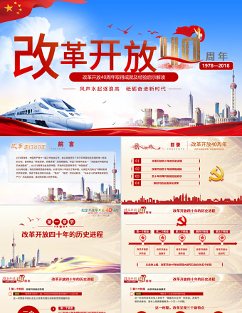 2025简洁实用原创深化改革开放40周年成就经验党政党建党课免费下载