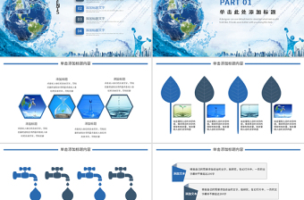2025简约大气蓝色节约用水保护水资源动态ppt模板免费下载