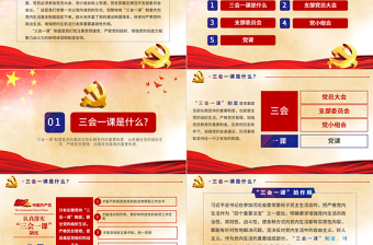 2025大气精美大气简约基层党支部党建工作三会一课框架完整PPT模板免费下载