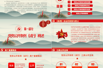2025优秀最新红色党建风中国共产党党务公开条例党课学习PPT模板免费下载