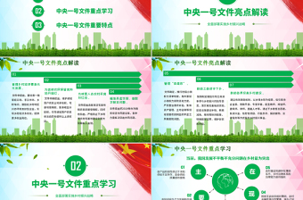 2025红色精美学习中央一号文件乡村振兴战略农村工作三农党课PPT模板免费下载