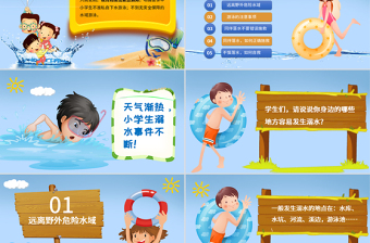 2025简约大气暑期儿童小学生防溺水安全教育PPT模板免费下载