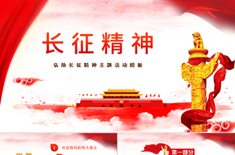 2025大气时尚弘扬长征精神党课红色精神ppt免费下载