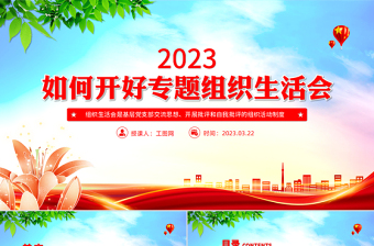 2025如何召开专题组织生活会PPT简洁党政风基层党组织党支部组织生活会模板免费下载