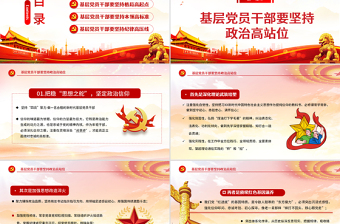2025简约大气红的大气党政风坚持“四高”凝聚力，做一名合格的新时代基层党员干部免费下载