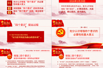 2025红色简洁中国四个意识党建PPT模板免费下载