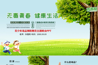 2025简约大气国际禁毒日无毒青春健康生活青少年毒品预防教育主题班会PPT模板免费下载