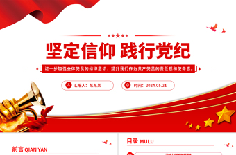 2025坚定信仰践行党纪PPT党政风党纪学习教育微党课免费下载