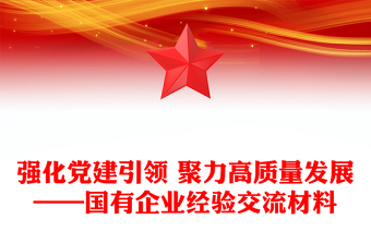 2025优秀强化党建引领 聚力高质量发展——国有企业经验交流材料免费下载