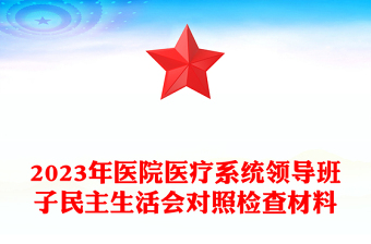 2025精品医院医疗系统领导班子民主生活会对照检查材料免费下载
