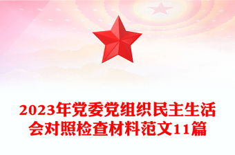 2025精品党委党组织民主生活会对照检查材料范文11篇免费下载