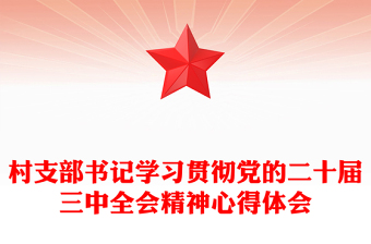 精品村支部书记学习贯彻党的二十届三中全会精神心得体会范例免费下载